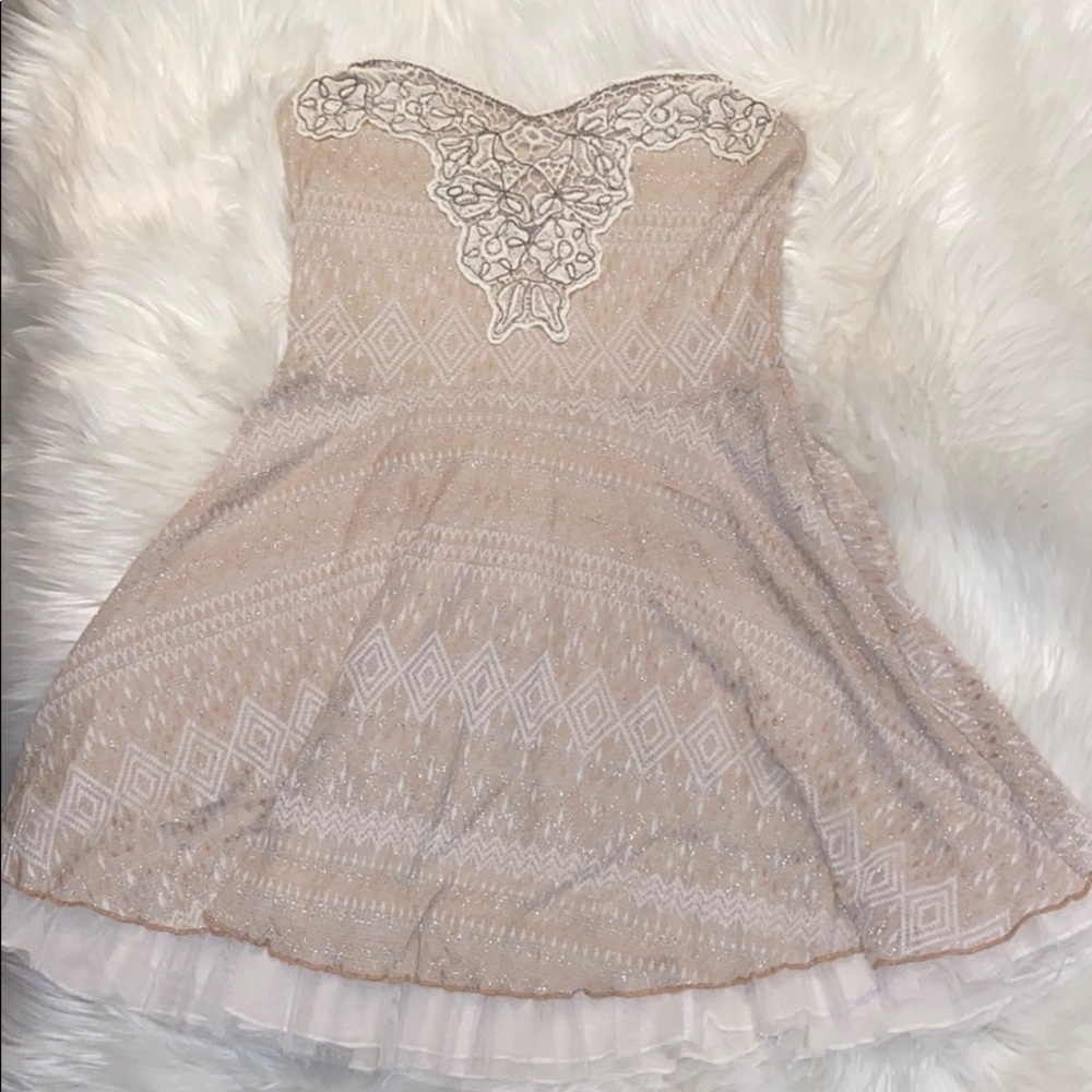 Free People Beaded Strapless Mini